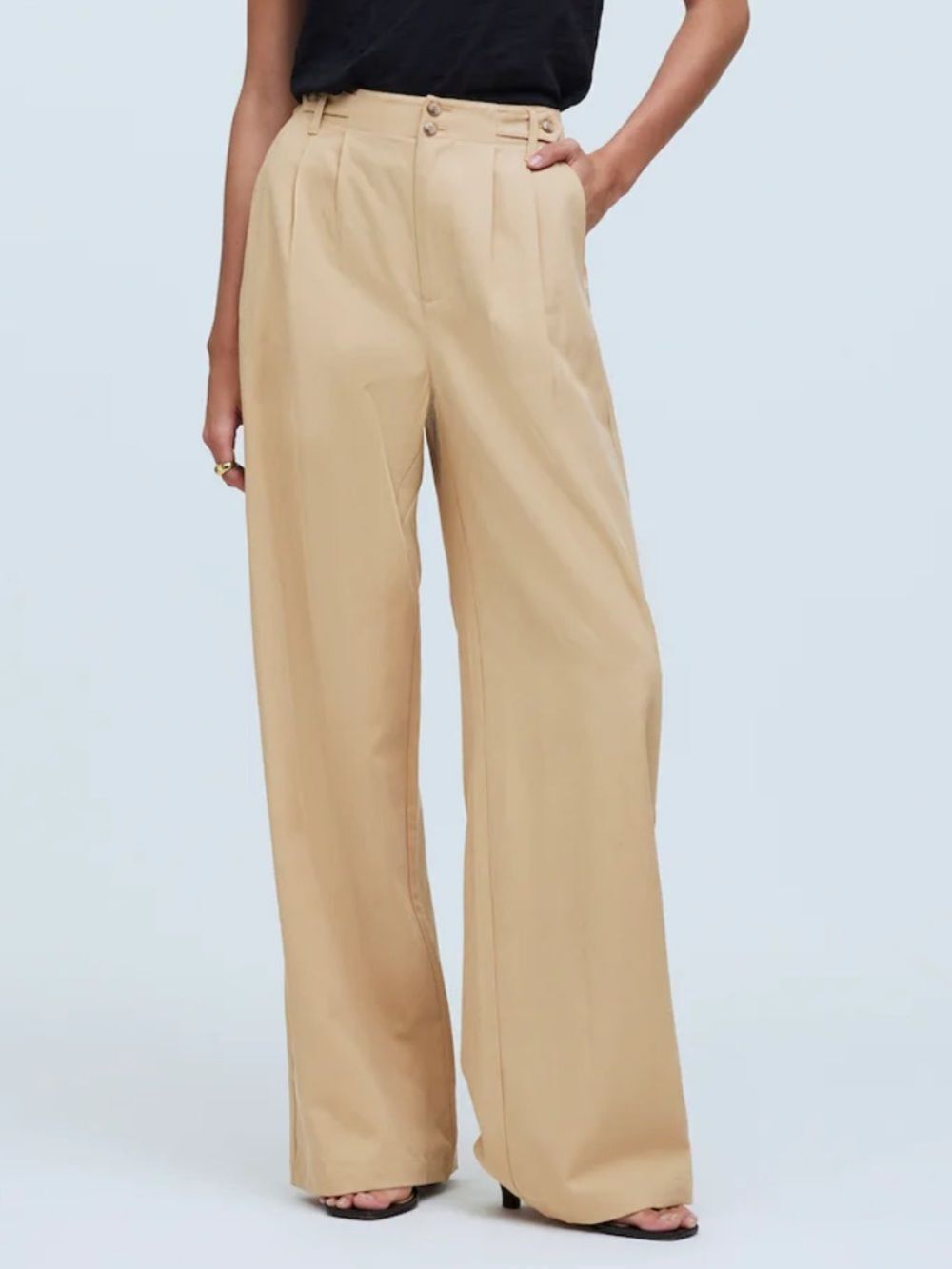 Madewell The Harlow Wide-Leg Pant Linen Blend in Khaki Size 2P Breathable
